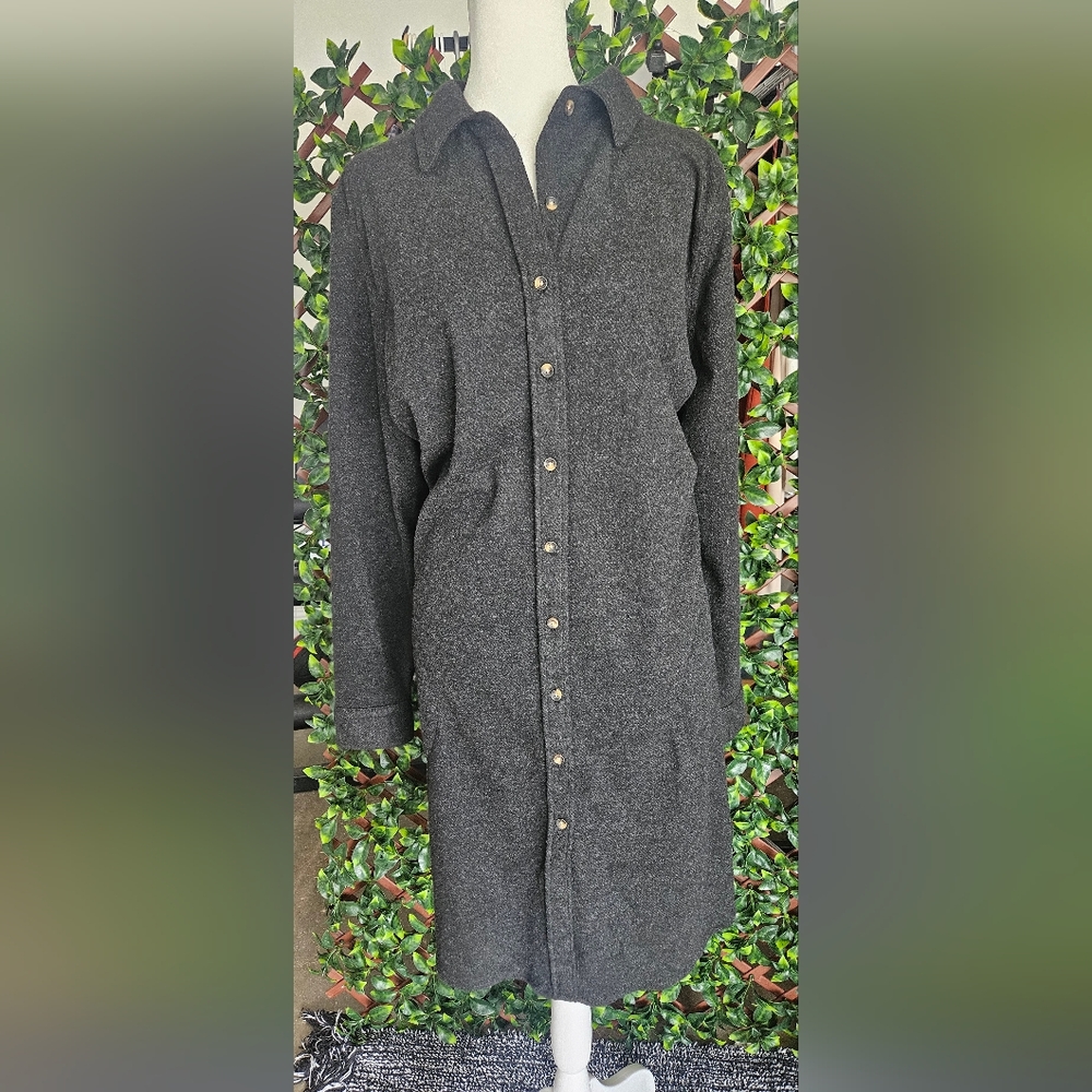 Charcoal Button-Up Shirt Dress